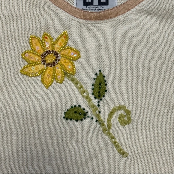 Storybook Knits Tank Sweater Vest • XXL• Cream • Boho • Sequin• Sun Flower - Picture 2 of 7